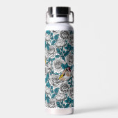 白バラの花と金魚 ウォーターボトル (背面)