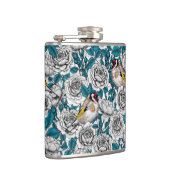 白バラの花と金魚 フラスク (右)