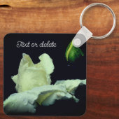 白バラの花パーソナライズされた キーホルダー (裏面)