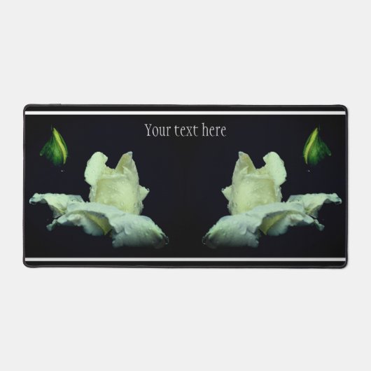 白バラの花パーソナライズされた デスクマット (正面)