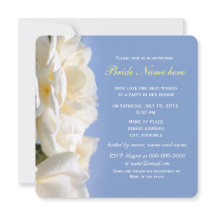 白バラの花ブライダルシャワー招待状