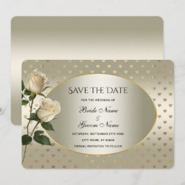 白バラの金ゴールドハートは日付カードを保存 セーブザデート