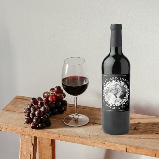 白バラリース写真さん&ミセスありがとうござ結婚う ワインラベル