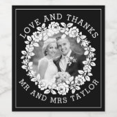 白バラリース写真さん&ミセスありがとうござ結婚う ワインラベル (シングルラベル)