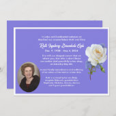 白バラ写真スタイル死亡告知カード 案内状 (正面/裏面)