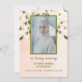 白バラ写真葬儀記念詩カード サンキューカード (正面)