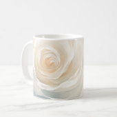 白バラ抽象芸術絵画の花 コーヒーマグカップ (正面左)