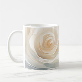 白バラ抽象芸術絵画の花 コーヒーマグカップ