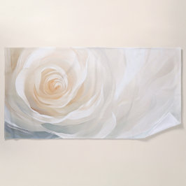 白バラ抽象芸術絵画の花 ビーチタオル