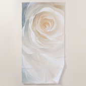 白バラ抽象芸術絵画の花 ビーチタオル (正面)
