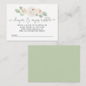 白バラ植物性おむつラッフルベビーシャワー エンクロージャーカード (正面/裏面)