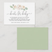 白バラ植物書要請赤ちゃんシャワー エンクロージャーカード (正面/裏面)