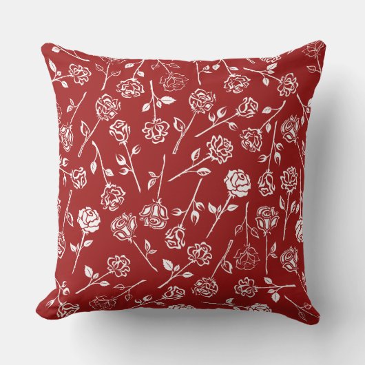 白バラ模様 クッション (正面)