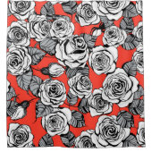 白バラ模様 シャワーカーテン (正面)