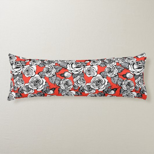 白バラ模様 ボディピロー (正面)