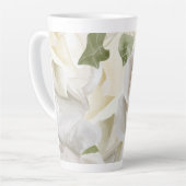 白バラ水彩画 カフェラテマグ (左アングル)