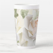 白バラ水彩画 カフェラテマグ (正面)
