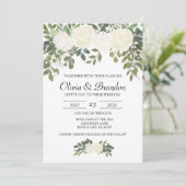 白バラ水彩花 招待状 (スタンド正面)