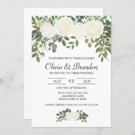 白バラ水彩花 招待状