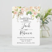 白バラ緑のジェンダーが赤ちゃんシャワーを明らかにする 招待状 (スタンド正面)