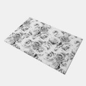 白バラ繰り返し花柄 ドアマット (アングル)