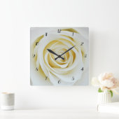 白バラ花アクリル壁時計 スクエア壁時計 (ホーム)