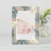 白バラ花フォトカード誕生のお知らせ 案内状 (スタンド正面)