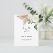 白バラ花フローラeucalyptus日付保存 ポストカード (スタンド正面)