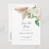 白バラ花フローラeucalyptus日付保存 ポストカード (正面/裏面)