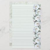 白バラ花束縁ど3文房具が並ぶ 便箋 (正面/裏面)