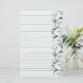 白バラ花束縁ど3文房具が並ぶ 便箋 (スタンド正面)