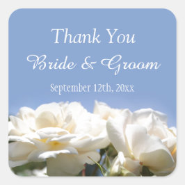 白バラ花結婚式の引き出物感謝していユー スクエアシール