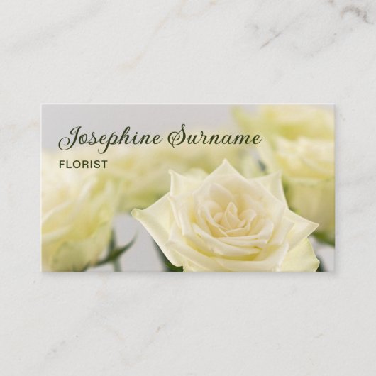 白バラ花美しい花模様写真花屋 名刺 (正面)