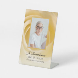 白バラ花花びら葬祭記念 台座サイン