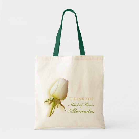 白バラ芽結婚メイド・オブ・オーナー(花嫁付き添い人)バッグ トートバッグ (正面)