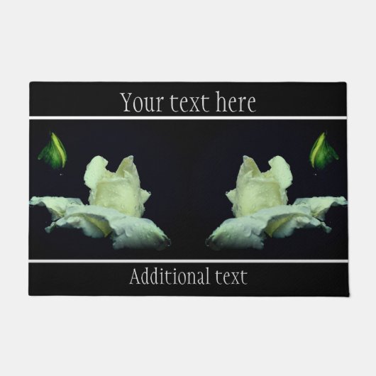 白バラ芽花をペソナイズ ドアマット (正面)