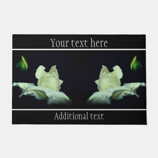 白バラ芽花をペソナイズ ドアマット (正面)