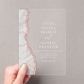 白バラ金ゴールドアゲエレガントテモダン結婚ト アクリル招待状 (インサイチュ (ポータブル))