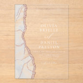 白バラ金ゴールドアゲエレガントテモダン結婚ト アクリル招待状 (正面)