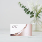 白バラ金ゴールドグラムデコールとモノグラムと写真 名刺 (スタンド正面)