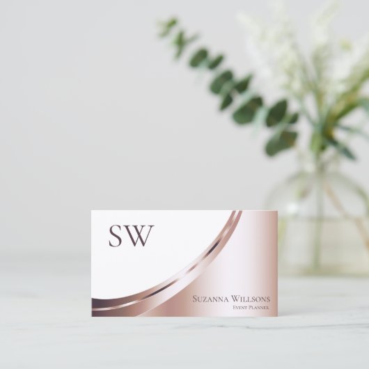 白バラ金ゴールドグラムデコールとモノグラムと写真 名刺