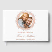 白バラ金ゴールドフォイル結婚フォト ゲストブック (正面)