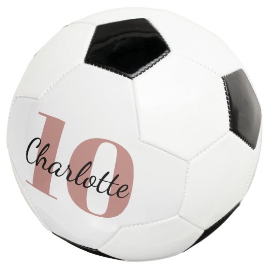白バラ金ゴールドモノグラムイニシャル名番号 サッカーボール (3/4)