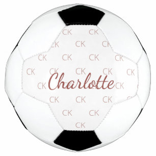 白バラ金ゴールドモノグラムイニシャル名 サッカーボール