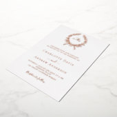 白バラ金ゴールドリースモノグラ結婚ム病 箔招待状 (回転した状態)