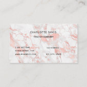 白バラ金ゴールド大理石モノグラムイニシャルミニマル 名刺 (裏面)