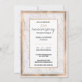 白バラ金ゴールド大理石結婚25周年記念 招待状 (正面)