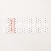 白バラ金ゴールド赤面ピンクドットモノグラム名 ヨガマット (正面(横))