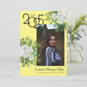 白バラ黄色の写真卒業発表 招待状 (スタンド正面)