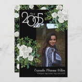 白バラ黒写真卒業発表 招待状 (正面/裏面)